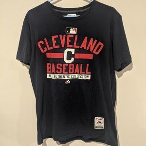 Majestic Cleveland Baseball MLB Authentic Collection Shirt Large Navy